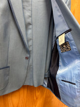 Load image into Gallery viewer, Moda Color Exclusive Light Blue Houndstooth 1-Button 100% Wool 2-Piece Turkish Slim Fit Suit
