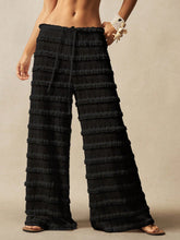 Load image into Gallery viewer, Women's Lace Jacquard Wide-Leg Pants – Hollow-Out Ruffle Patchwork Tie-Up Boho Trousers
