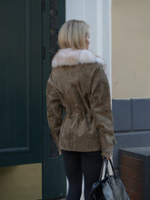 Load image into Gallery viewer, Vivienne Genuine Suede Polar Fox Trim Coat in Olive
