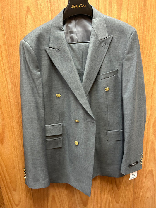 Moda Color Gray Gold Button Double Breasted Turkish Suit