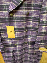 Load image into Gallery viewer, Veno Giovanni CB-11 Purple Windowpane Double breasted 100% Wool Overcoat/Topcoat
