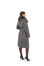 Load image into Gallery viewer, Boston Genuine Silver Fox Cashmere Blend Double-Face Coat in Grey Mélange
