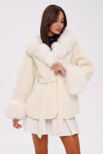Load image into Gallery viewer, Genuine Polar Fox Fur Wool Hooded Coat
