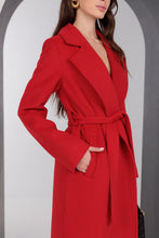 Load image into Gallery viewer, Astoria Classic Wraparound Wool Blend Overcoat in Red
