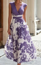 Load image into Gallery viewer, Women's Elegant Sleeveless Deep V-Neck Printed Maxi Dress with Irregular Hem
