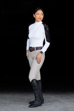 Load image into Gallery viewer, White/ Black lace longsleeve zip front
