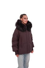 Load image into Gallery viewer, Verbier Genuine Fur Trim Down Fill Jacket in Fig
