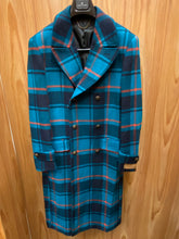 Load image into Gallery viewer, Veno Giovanni CB-9 Blue Windowpane Double breasted 100% Wool Overcoat/Topcoat
