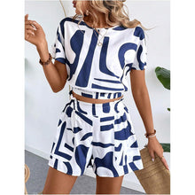 Load image into Gallery viewer, Printed Casual Two-Piece Set – Short Sleeve Top &amp; Shorts
