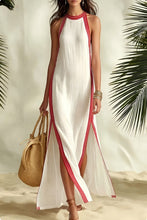 Load image into Gallery viewer, Striped Sleeveless Split Maxi Dress – Vacation &amp; Casual Linen Dress
