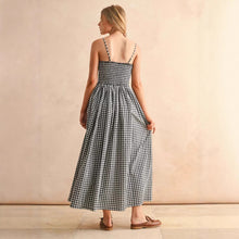 Load image into Gallery viewer, Women's Retro Plaid Sleeveless A-Line Maxi Dress – Fitted Waist Pleated Sundress

