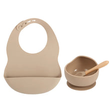 Load image into Gallery viewer, Colorful Silicone Feeding Set for Babies: Bib, Bowl, and Spoon
