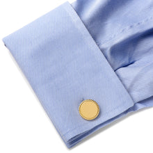 Load image into Gallery viewer, 14K Gold Plated Rope Border Round Engravable Cufflinks
