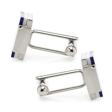 Load image into Gallery viewer, Mother of Pearl and Lapis Blue Windmill Square Cufflinks
