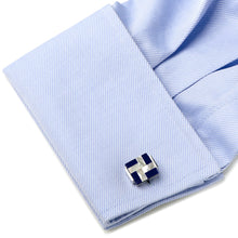 Load image into Gallery viewer, Mother of Pearl and Lapis Blue Windmill Square Cufflinks
