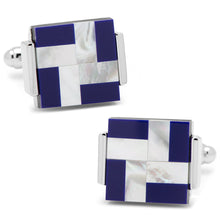 Load image into Gallery viewer, Mother of Pearl and Lapis Blue Windmill Square Cufflinks
