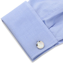 Load image into Gallery viewer, Double Sided Mother of Pearl Round Beveled Cufflinks
