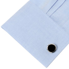 Load image into Gallery viewer, Double Sided Onyx Round Beveled Cufflinks
