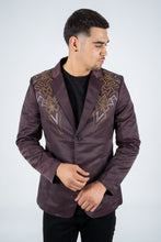Load image into Gallery viewer, Men's Double Button Rhinestone Wine Blazer
