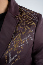 Load image into Gallery viewer, Men's Double Button Rhinestone Wine Blazer
