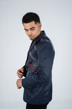 Load image into Gallery viewer, Men's Double Button Rhinestone Navy Blazer
