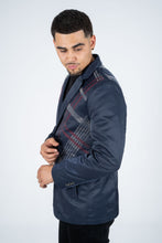 Load image into Gallery viewer, Men's Double Button Rhinestone Navy Blazer
