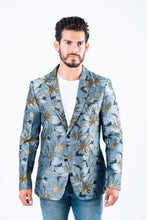 Load image into Gallery viewer, Men's Double Button Blue Flowers Print Blazer
