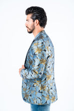 Load image into Gallery viewer, Men's Double Button Blue Flowers Print Blazer
