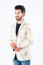 Load image into Gallery viewer, Men's Double Button Beige Flowers Print Blazer
