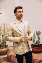 Load image into Gallery viewer, Men's Double Button Beige Flowers Print Blazer
