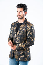 Load image into Gallery viewer, Men's Double Button Brown Flowers Print Blazer
