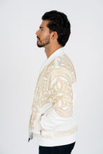 Load image into Gallery viewer, Men's White Rhinestone Bomber Jacket
