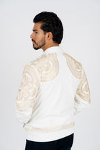 Load image into Gallery viewer, Men's White Rhinestone Bomber Jacket
