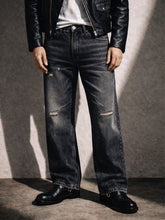 Load image into Gallery viewer, BLACK DISTRESSED BOOTCUT DENIM
