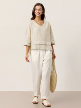 Load image into Gallery viewer, 100% Linen Drop Shoulder Asymmetric Layered Hem Overtop VIOLA
