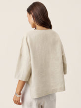 Load image into Gallery viewer, 100% Linen Drop Shoulder Asymmetric Layered Hem Overtop VIOLA

