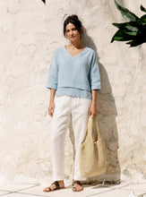 Load image into Gallery viewer, 100% Linen Drop Shoulder Asymmetric Layered Hem Overtop VIOLA
