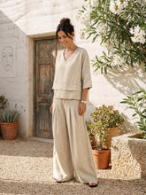 Load image into Gallery viewer, 100% Linen Sculpted Pleat Elasticated Back Relaxed Pants VERIDIANA
