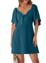 Load image into Gallery viewer, Dokotoo Womens Dresses 2024 Fall Summer Deep V Neck Elegant Bow tie Mini Dress S-XL X-Large Sea Green - # GIAA231710006
