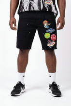 Load image into Gallery viewer, M941 Mondo Patch Denim Shorts - Black (NOT SOLD SEPARATELY - Add M441 to your Cart)

