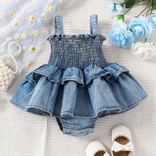 Load image into Gallery viewer, Newborn Baby Girl Denim Suspender Romper Dress - # BAAA1B1110001
