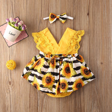 Load image into Gallery viewer, Newborn Baby Girl Lace Ruffle Sunflower Romper Set - # BAAA1B1110003
