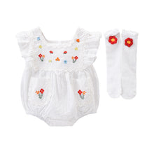 Load image into Gallery viewer, Embroidered Baby Girl Romper with Socks for Summer - # BAAA21110041
