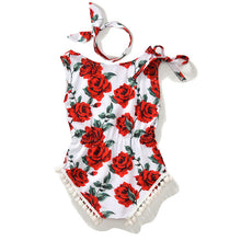 Load image into Gallery viewer, Baby Floral Romper with Headband | Sleeveless Jumpsuit - # BAAA21110046
