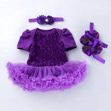 Load image into Gallery viewer, Baby Floral Short Sleeve Romper Set with Headband - # BAAA21110048
