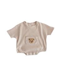 Load image into Gallery viewer, Cute Bear Embroidery Baby Romper | With Front Pocket - # BAAA21110057
