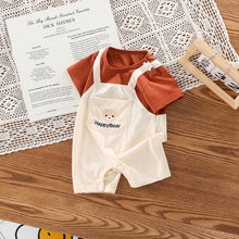 Load image into Gallery viewer, Summer Baby Two-piece Strap Jumpsuit | With Bear Embroidery - # BAAA51210042
