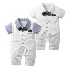 Load image into Gallery viewer, Gentleman Short Sleeve Bodysuit for Boys (White) - # BAAA71710012
