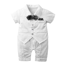 Load image into Gallery viewer, Gentleman Short Sleeve Bodysuit for Boys (White) - # BAAA71710012
