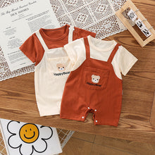 Load image into Gallery viewer, Summer Baby Two-piece Strap Jumpsuit | With Bear Embroidery - # BAAA51210042
